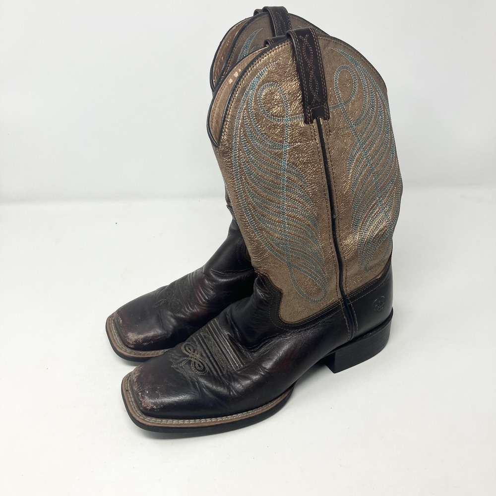 Ariat Boots Womens Size 7.5 Brown Leather Western Cowboy Square Toe 10016317
